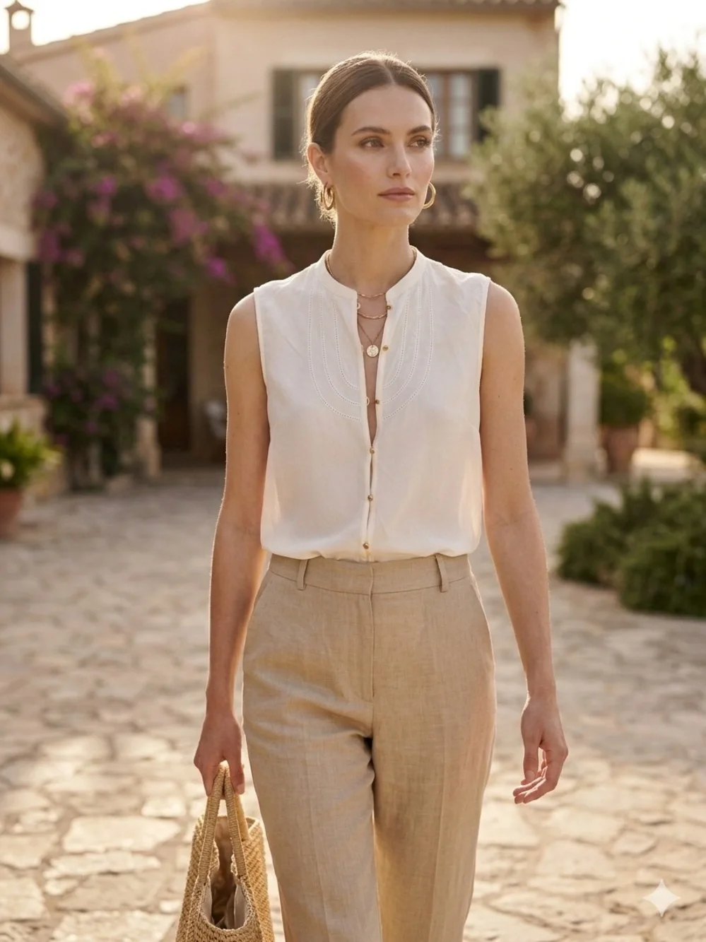 Massimo Dutti Silk Sleeveless Cream Blouse Size Medium - Picture 1 of 10